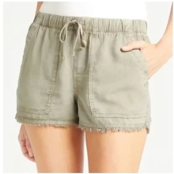Cloth & Stone Maggie Frayed Hem Shorts Tencel Short in Tan Size Small - Picture 1 of 8